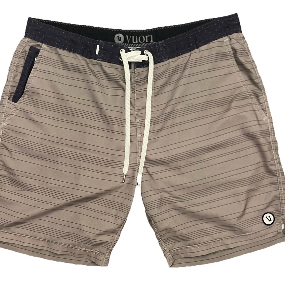 Vuori Beige Striped Casual Shorts